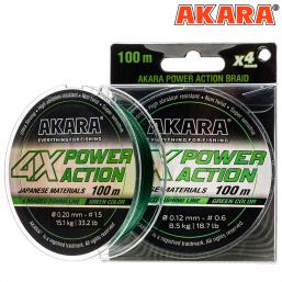Плетёный шнур Akara Power Action X-4 Зелёный (100м)