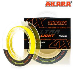 Плетёный шнур Akara Ultra Light X-4 Жёлтый (100м)