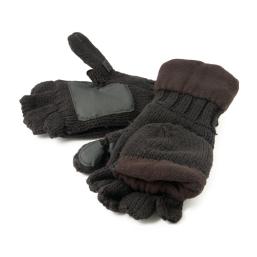 Рукавицы-перчатки TR 1064 с обрезанными пальцами вязанные с флисом тёмные
